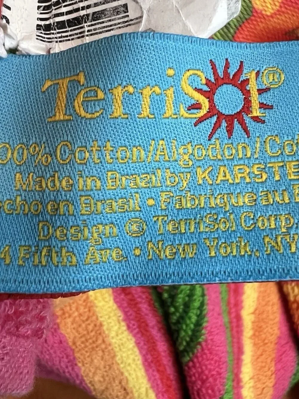 Vintage Terrisol Colorful Floral  60” By 31” Beach Towel 100% Cotton Tahiti